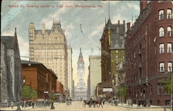 Broad St. Looking North To City Hall Postcard