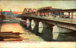 Charlestown Bridge And Elevated Railway Postcard