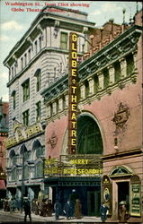 Washington Street From Eliot Showing Globe Theatre Boston, MA Postcard Postcard