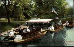 Landing Swan Boat, Public Gardens Boston, MA Postcard Postcard