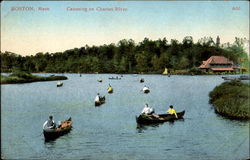 Canoeing On Charles River Postcard