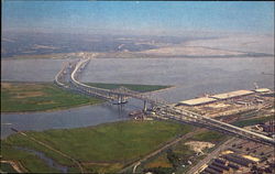 Aerial View Of The Cooper River Bridges Postcard