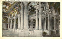 Hall Of Columns, Library of Congress Postcard