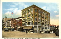 Hall And Lewis Block, Cor. Coloney & Main Street Postcard