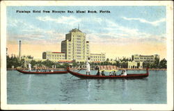 Flamingo Hotel From Biseayne Bay Miami Beach, FL Postcard Postcard