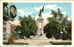 Francis Scott Key Monument, Eutaw Place Baltimore, MD Postcard Postcard