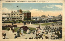 Coleman House And Boardwalk From The Beach Asbury Park, NJ Postcard Postcard