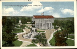 Washington Equestrian Statue And State Capitol Postcard