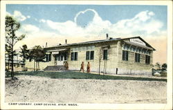 Camp Library, Camp Devens Ayer, MA Postcard Postcard