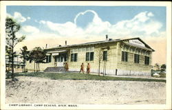 Camp Library, Camp Devens Ayer, MA Postcard Postcard