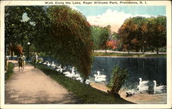 Walk Along The Lake, Roger Williams Park Providence, RI Postcard Postcard