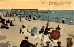 Pier And Bathing Beach, Ocean Beach New London, CT Postcard Postcard