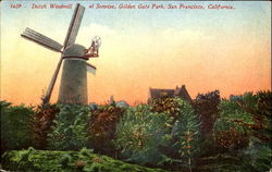 Dutch Windmill At Sunrise, Golden Gate Park San Francisco, CA Postcard Postcard