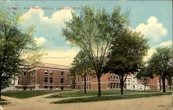 Library And High School Lansing, MI Postcard Postcard