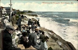 Watching The Breakers York Beach, ME Postcard Postcard