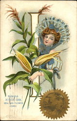 Indiana State Girl Postcard