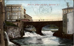 Main Street Bridge And Falls Pawtucket, RI Postcard Postcard