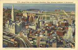 Aerial View of Downtown Cleveland, showing Lakefront in Background Ohio Postcard Postcard