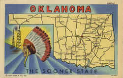 Oklahoma Map Postcard - The Sooner State Postcard