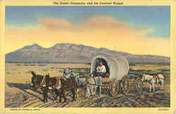 The Desert Prospector and his Covered Wagon Postcard