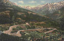 Switchbacks Rising out of Ouray on The Million Dollar Highway Scenic, CO Postcard Postcard