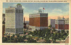 Grand Circus Park, Showing Whitney Building, Statler and Tuller Hotels Detroit, MI Postcard Postcard