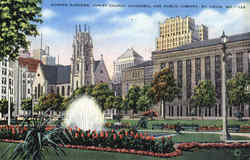 Sunken Gardens, Christ Church Cathedral And Public Library Postcard