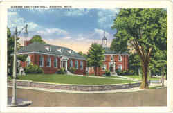 Library And Town Hall Reading, MA Postcard Postcard