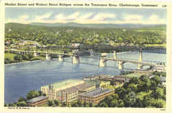 Market Street and Walnut Street Bridges, Across the Tennessee River Chattanooga, TN Postcard Postcard