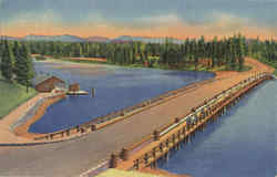 Fishing Bridge Over Yellowstone River At Outlet Of Yellowstone Lake Postcard