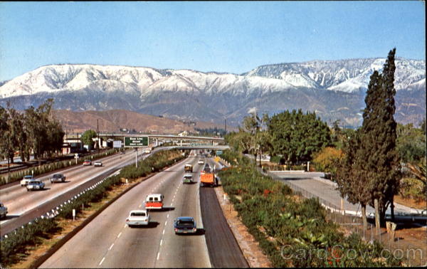 Snow Covered San Bernardino Mountain Range Scenic, CA