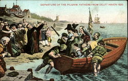 Departure Of The Pilgrim Plymouth, MA Postcard Postcard