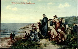 Departure Of The Mayflower Plymouth, MA Postcard Postcard