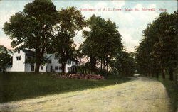 Residence Of A. L. Power Main St. Norwell Postcard