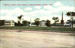 Unitarian Church And Springfield Fire & Marine Insurance Co.,, James & School Building Postcard