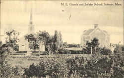 M. E. Church And Jenkins School Postcard