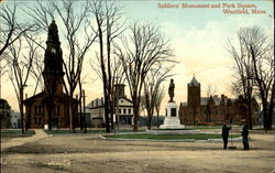 Soldiers Monument And Park Square Postcard