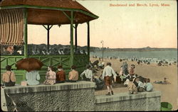 Bandstand And Beach Lynn, MA Postcard Postcard