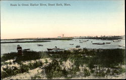 Boats In Green Harbor River Postcard