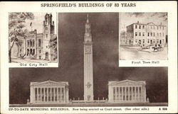 Up-To-Date Municipal Buildings, Court Street Springfield, MA Postcard Postcard