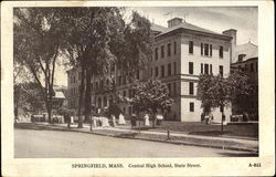 Central High School, State Street Springfield, MA Postcard Postcard