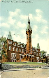 Classic High School Worcester, MA Postcard Postcard