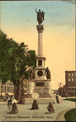 Soldiers Monument Worcester, MA Postcard Postcard