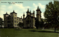 Worcester Academy, Davis Hall Massachusetts Postcard Postcard