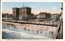 Beach Scene In Front Of The Chalfonte And Haddon Hall Postcard