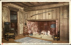 Fireplace In Living Room, Paul Revere house Boston, MA Postcard Postcard