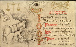 A Recipe For A Good Oddfellow IOOF Fraternal Postcard Postcard