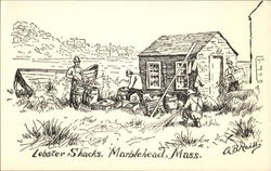 Lobster Shacks Marblehead, MA Postcard Postcard