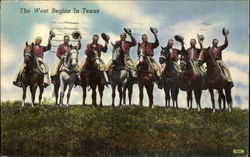 The West Begins In Texas Cowboy Western Postcard Postcard