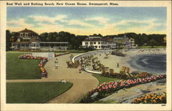 Rest Wall And Bathing Beach Swampscott, MA Postcard Postcard